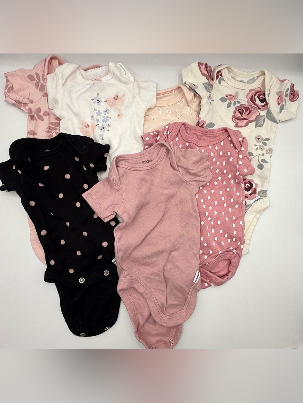 Newborn Girl Short Sleeve Onesie Bundle (7 onesies)